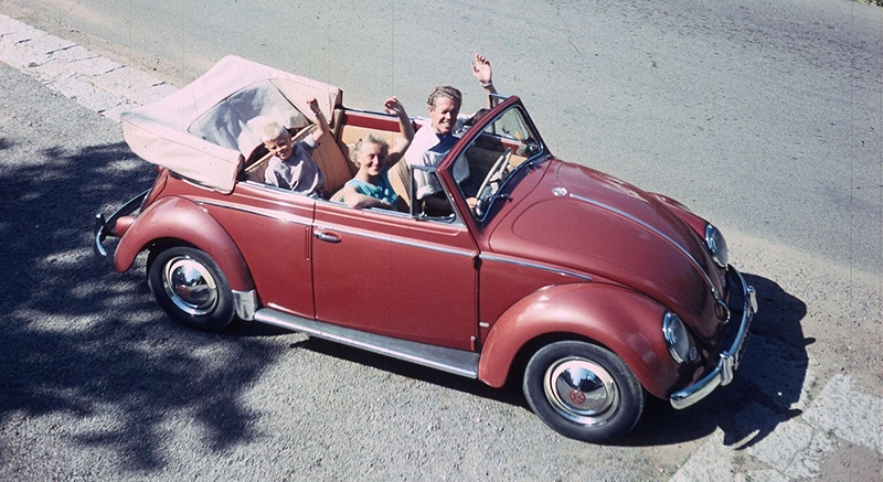 familj i bil 1950-tal